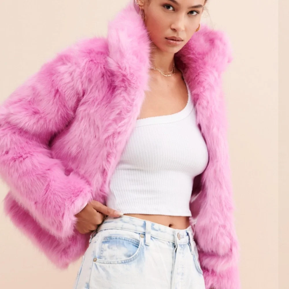 Glamorous Pink Faux Fur Jacket size M - Picture 3 of 12